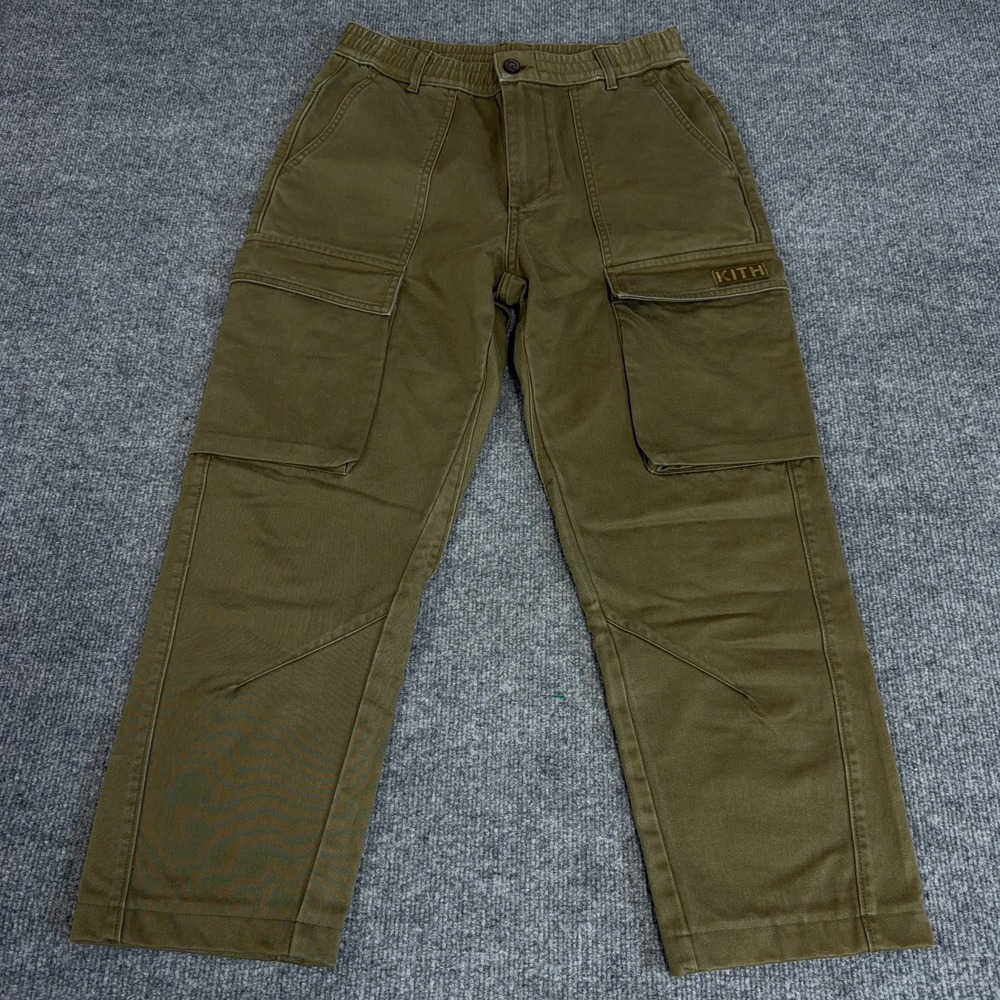 KITH Jogger Pant Men Small Olive Green 25" Inseam Cropped Elastic Waist Designer